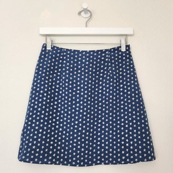 American Vintage Dresses & Skirts - Vintage 90s Ultra Pink Blue Daisy Floral A-Line Mini Skirt XS